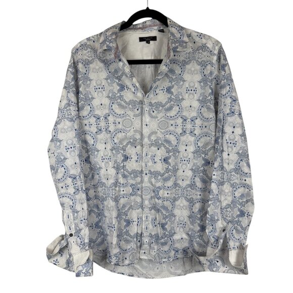 Ted Baker London Other - 100% Cotton Ted Baker White/Blue Paisley Collared Long Sleeve Button Down - 16